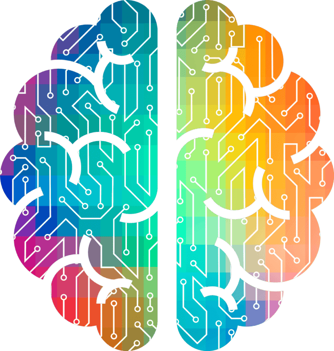 Imagen Cerebro con neuronas multicolor